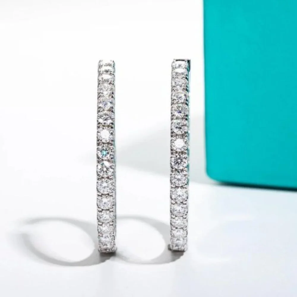 Certified 2.88 ct. t.w. Moissanite Diamond Inside Out Hoop Earrings NEW - Picture 7 of 15